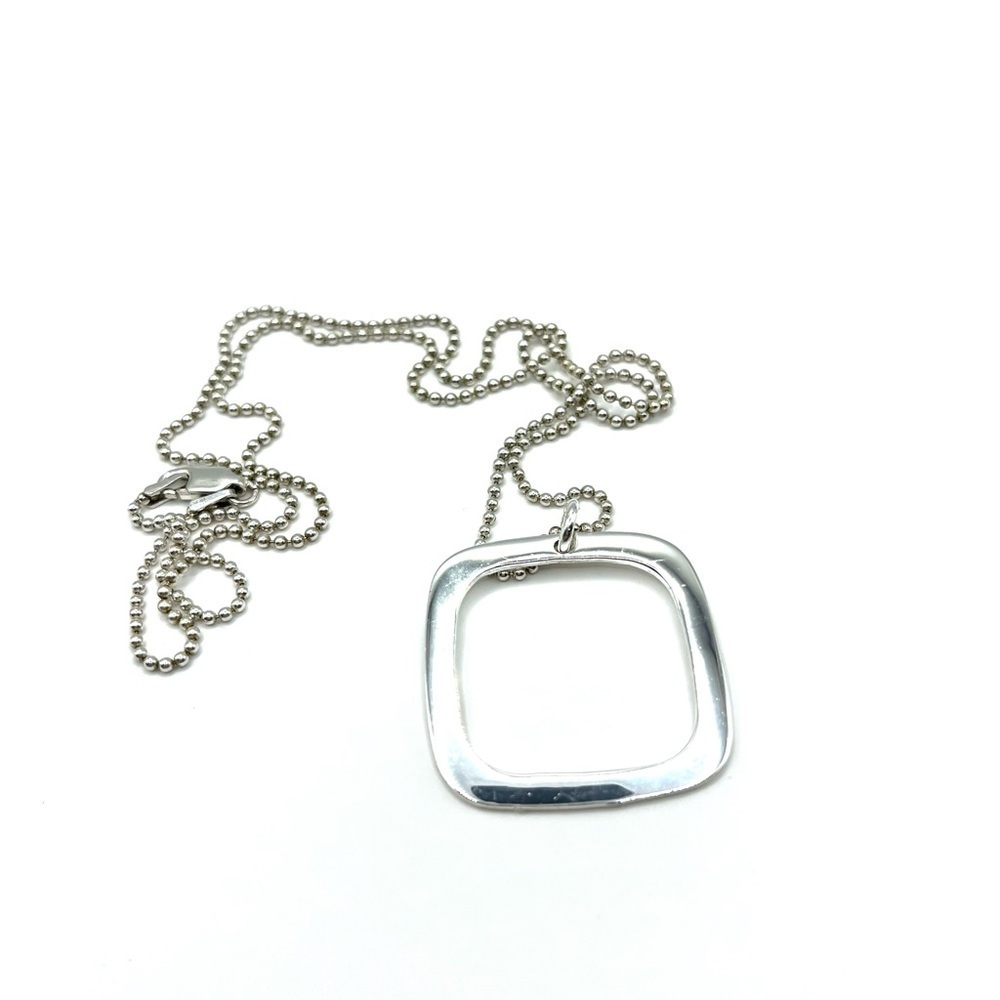 Sterling Silver Modern Geometric Pendant Necklace 925 Minimalist - Picture 11 of 13